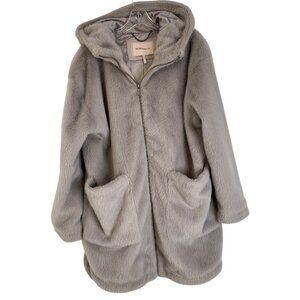 BCBGeneration Womens Faux Fur Plush Hooded Coat Size M
